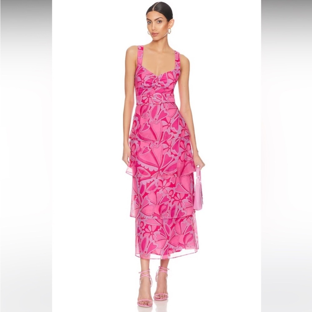 NEW Show Me Your Mumu Pink Candy Hearts Cosmopolitan Tiered Maxi Dress